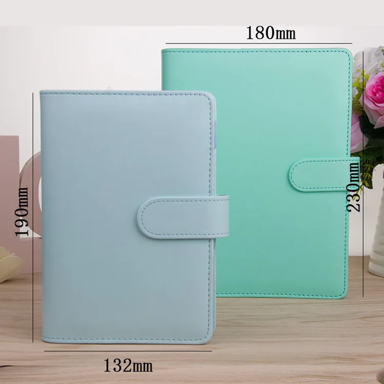Fine classic macaron PU leather 6 rings binder spiral notebook agenda planner organizer stationery A5