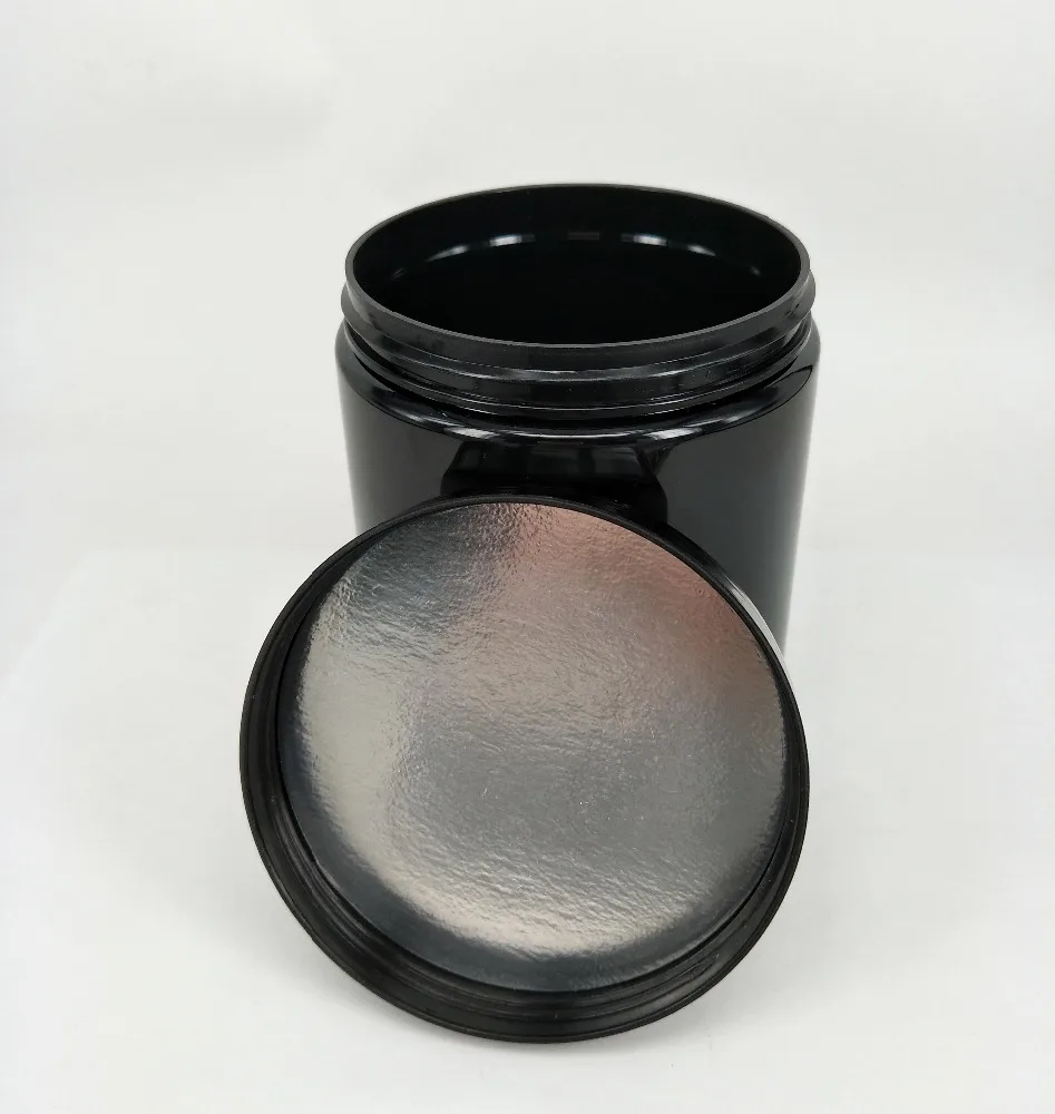 Food Grade 500ml Shiny Black Plastic Wide Mouth Jar