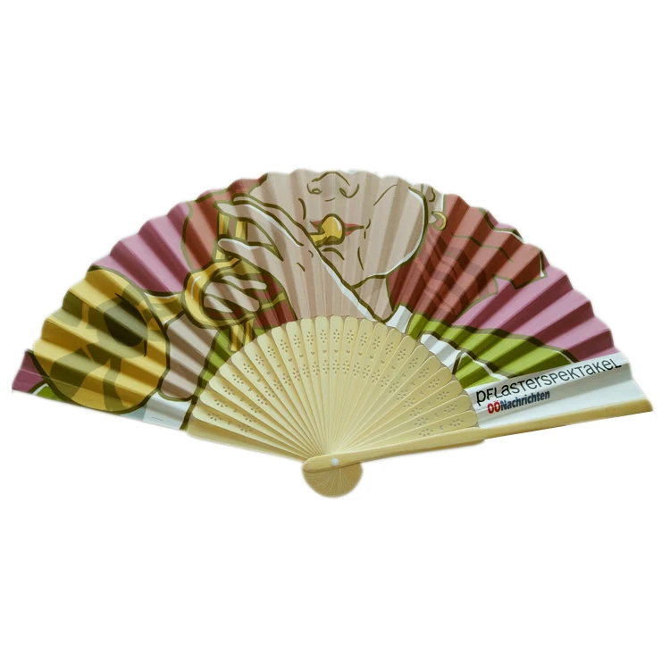 
Promotional custom printed bamboo paper folding hand fan  (60590082962)