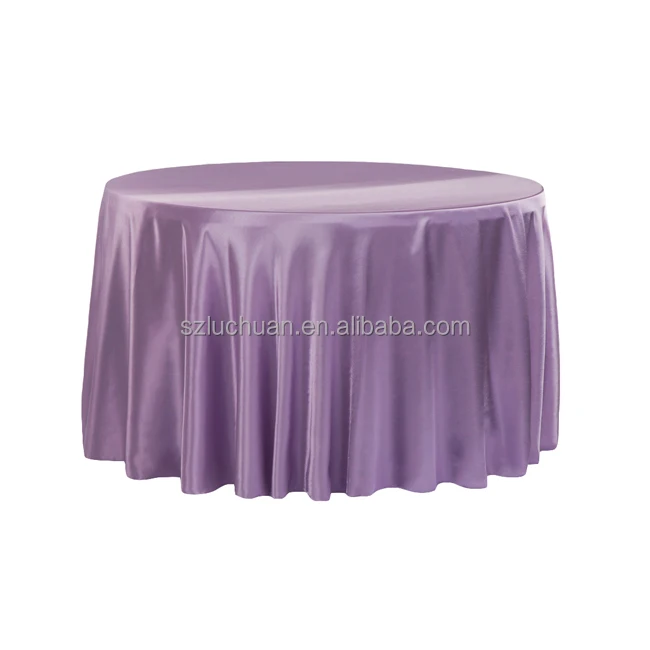 Wholesale Elegant 120 Round Purple Satin Tablecloth for Wedding