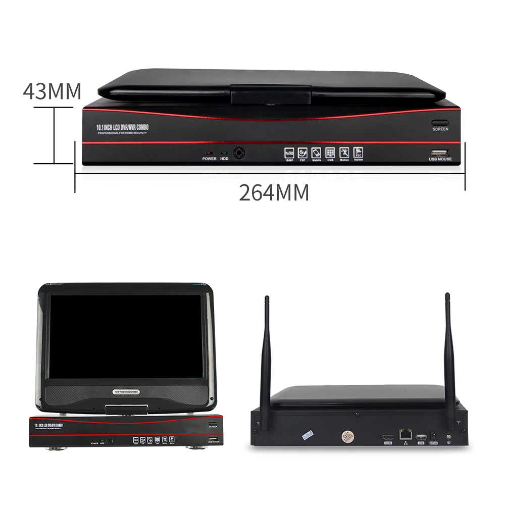  LOOSAFE 4ch Wi-Fi nvr kit 10-дюймовый экран 2mp камера ночное видение беспроводные камеры видеонаблюдения 1080p