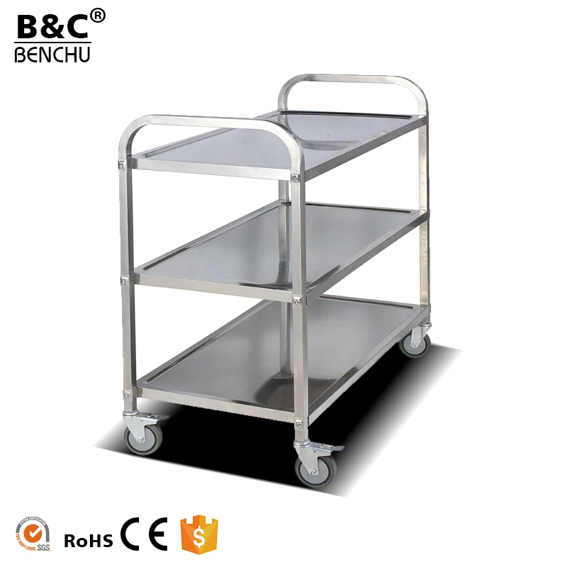Stainless Steel 3 layer dinner serving trolley cart