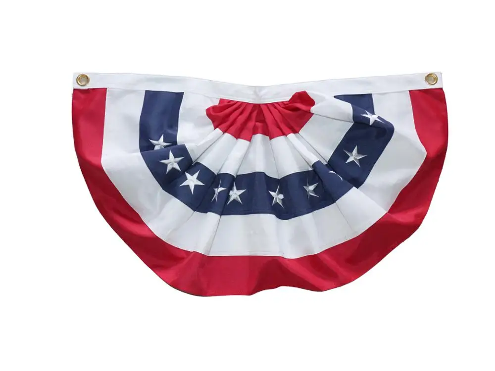 USA Pleated Fan Flag - 1.5x3ft American Bunting Flag Half Fan Banner - Patriotic Stars & Stripes with 600D Polyester