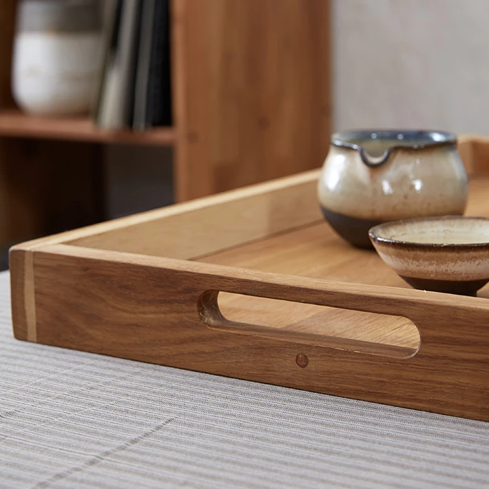 New Product Luxury Popular Acacia Wood Tray with Walnut Stain