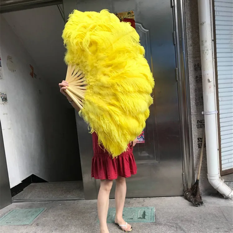 IEF18-2Wholesale High Quality Fashion Ostrich Feather Fan Big Feather Hand Fan for Dance Using