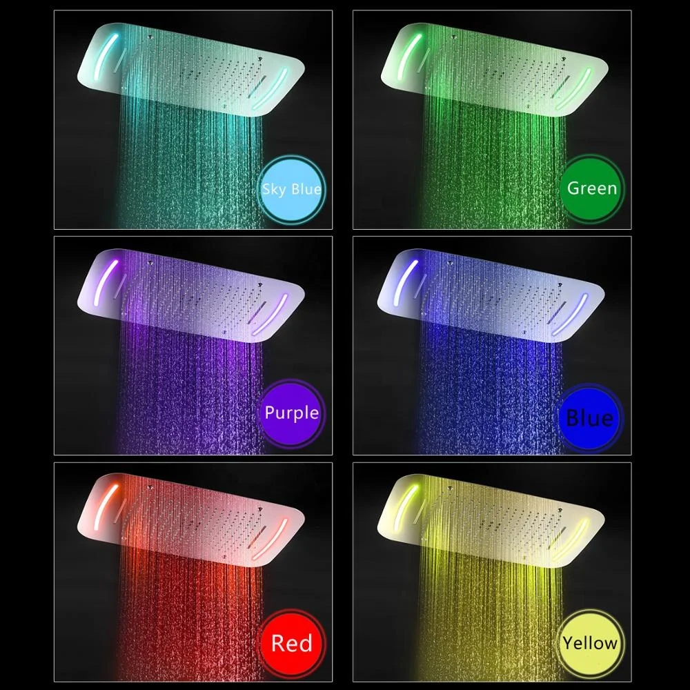 Bathroom Accessories Romantic Style Colorful LED Shower Faucet SPA Multi Function Rainfall Waterfall Spray Bath shower set