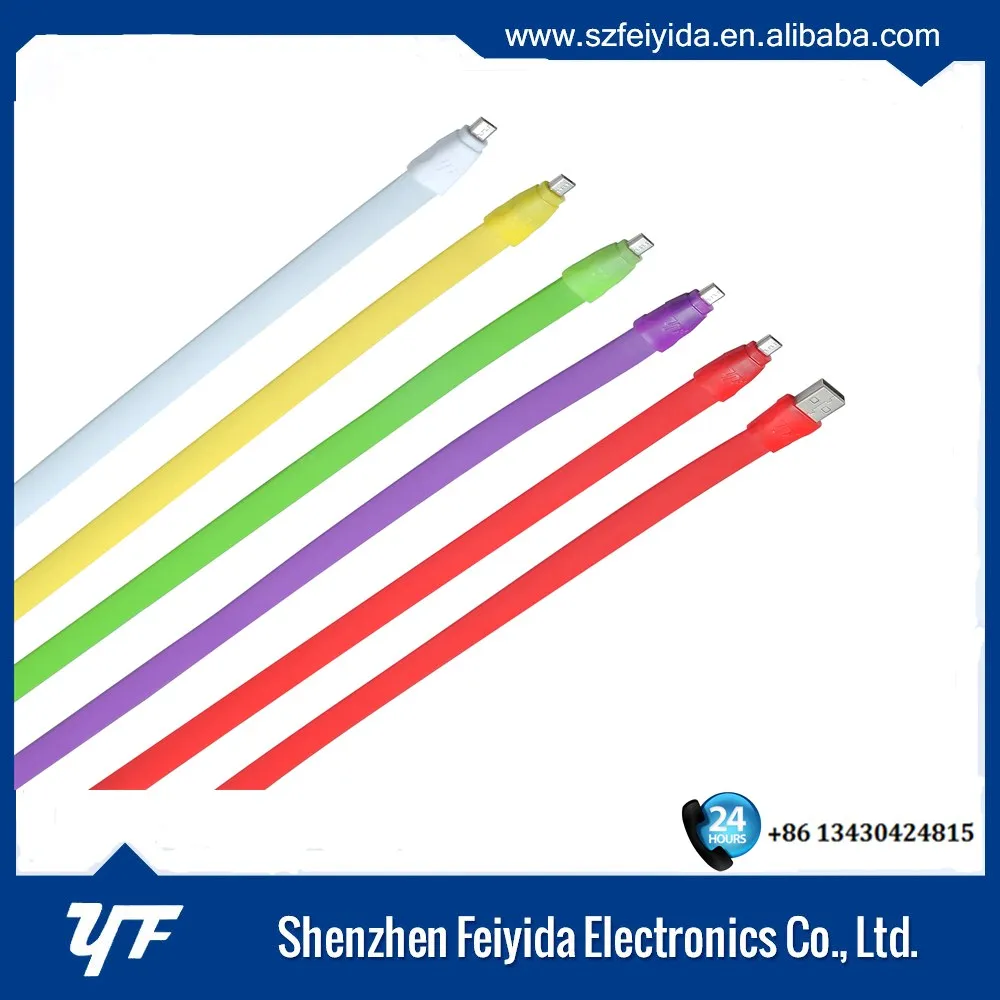 Оптовая красочные micro usb-кабель, плоским android для samsung