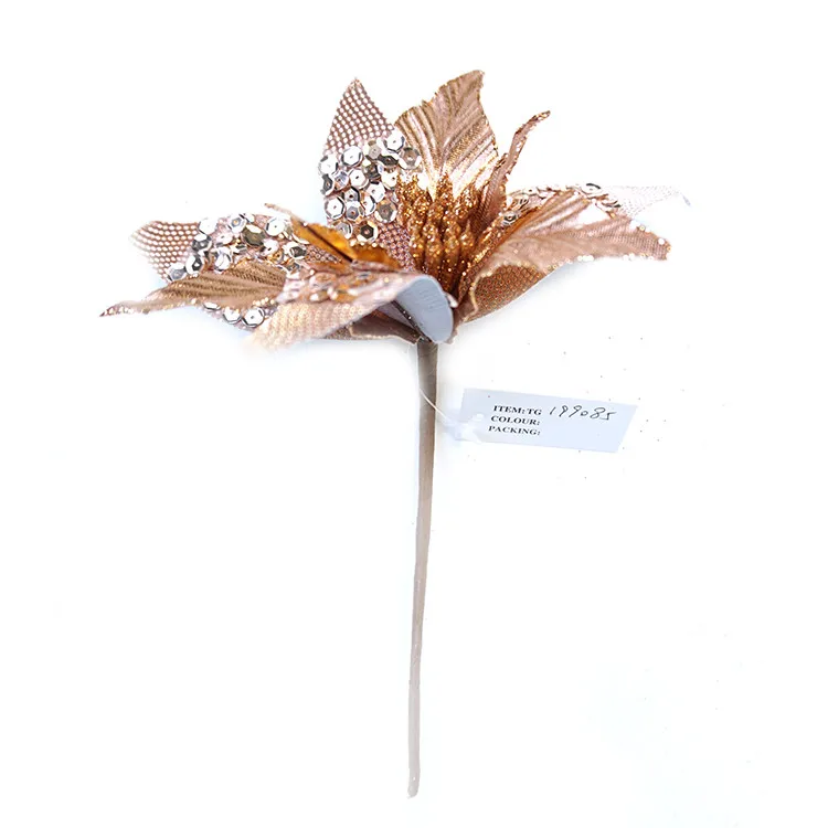 Colorful glitter artificial christmas flowers for home 085