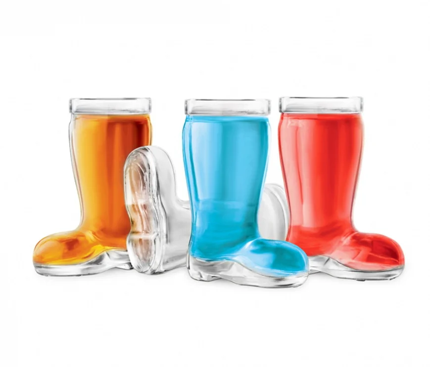 Promotion Gift Durable Entertainment Glassware Barware Clear crystal tumbler Mini 1.5 Ounce Boot shaped shot glasses