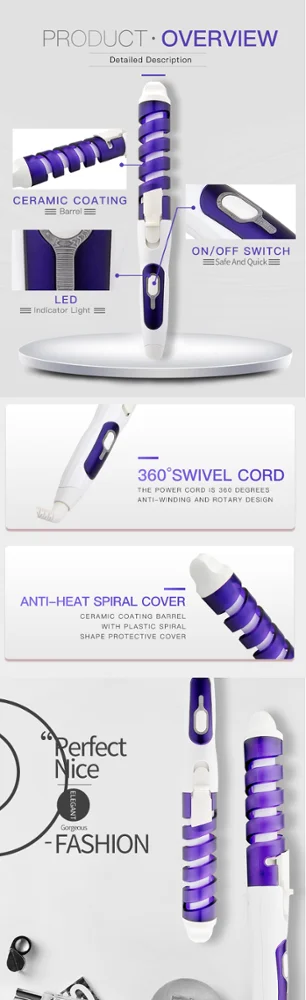 PRITECH Rizadores De Pelo Beautiful Curling Iron Spiral Curl Ceramic Curlers For Hair