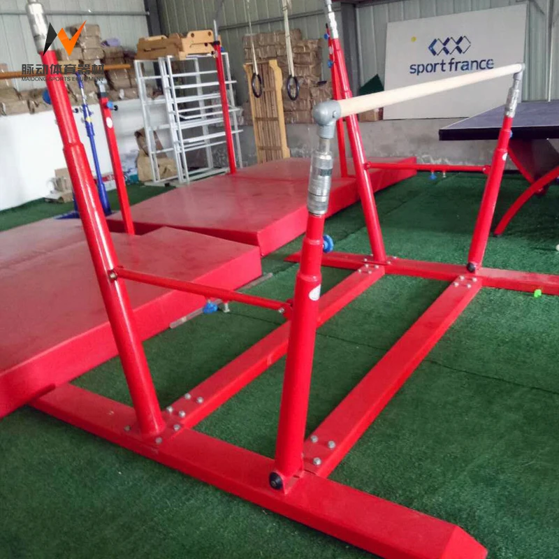 Kids cheap gymnastic bars uneven equipment with mat for sale