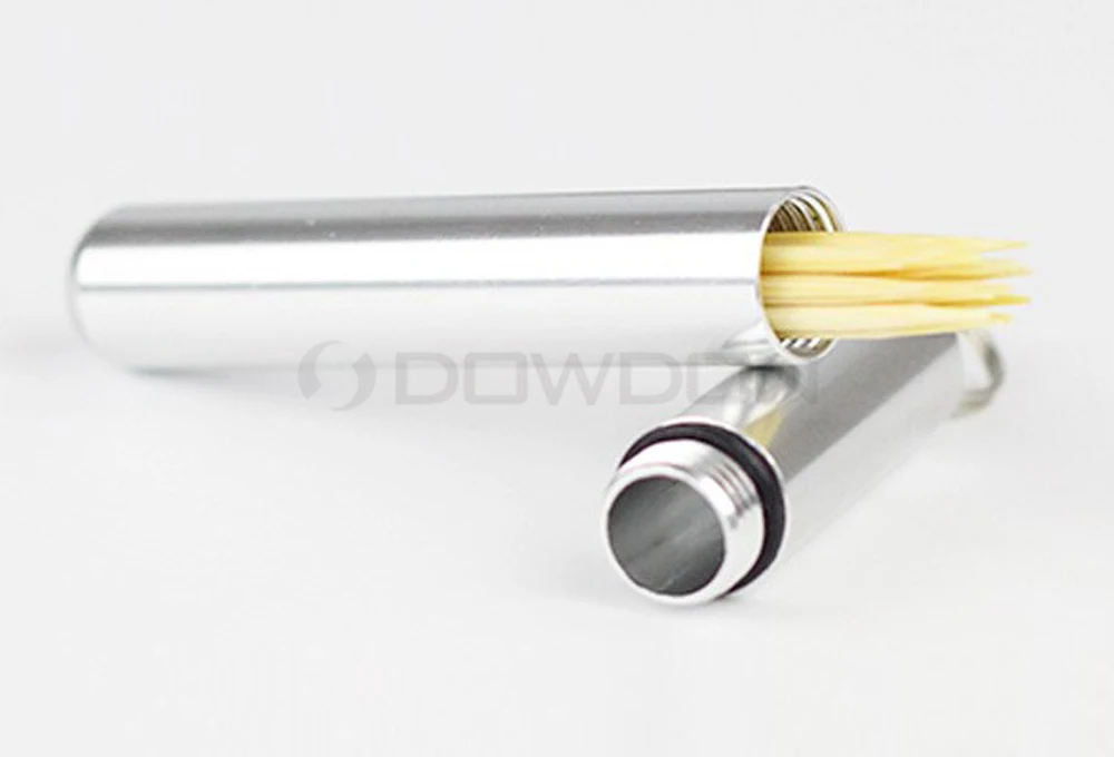 Portable Aluminium Toothpick Holder Mobile Toothpick Case Waterproof Box Metal Pill Case with Keychain