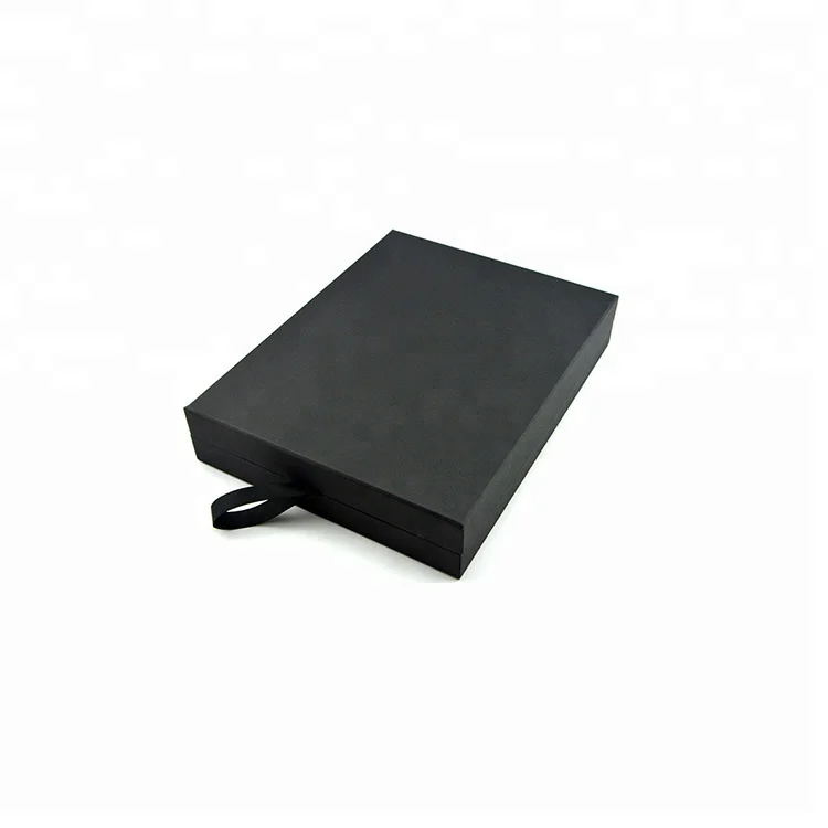 Wholesale black card customized cardboard gift flip top paper box	for jewelry packing , china black cardboard box manufacturers