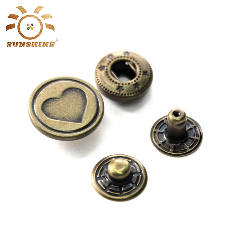 Factory Direct 4 parts Fashion Metal Brass Nickel Copper Snap Button for Garment