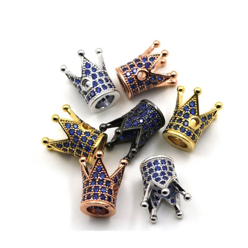 Hot sale diy cz micro pave bracelet accessories rhinestone large hole crown beads design fashion accessories spacer beads