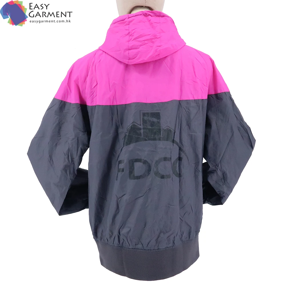 Jackette For Men Outdoor silk screen printed nylon purple zip up fluorescent windbreaker for men