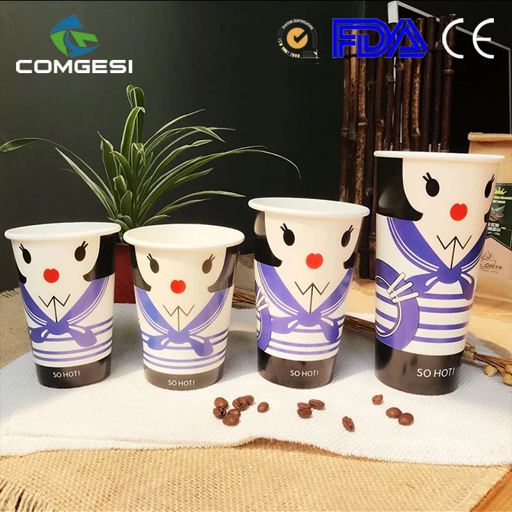 
China Top Sale 12oz 16oz 20oz Disposable Coffee Paper Cup Flexo Printed Hot Cold Drink Paper Cup Manufacturer 