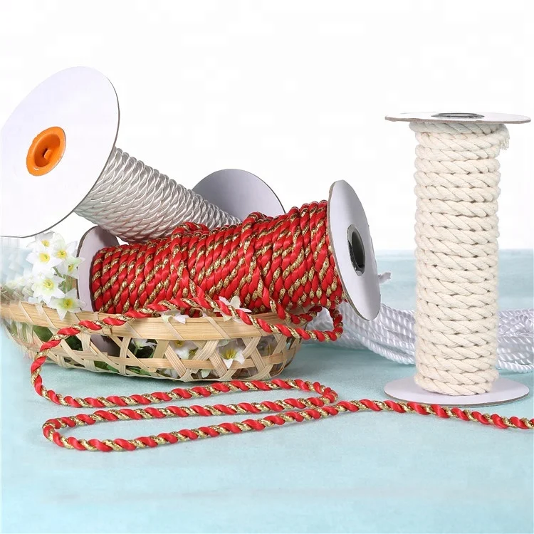 Manufacturer Direct Sell Colored  Cheap Wholesale Twisted  Organic Cotton Rope 3 Strand Soft Thick Braided Cotton Rope