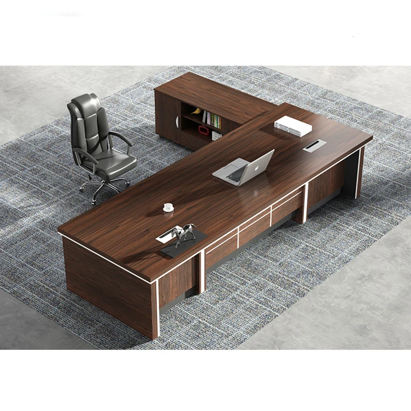 Foshan L-shape Classic Style MFC Big Office Furniture Set Modern Manager Desk Executive Computer Desk