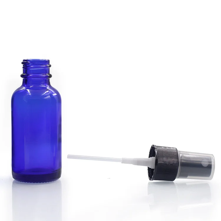 Penghuang 15ml 30ml 60ml Blue Boston Glass Pump Spray Bottle 2 Oz Boston Round Glass Dropper Bottle For Eye Oil