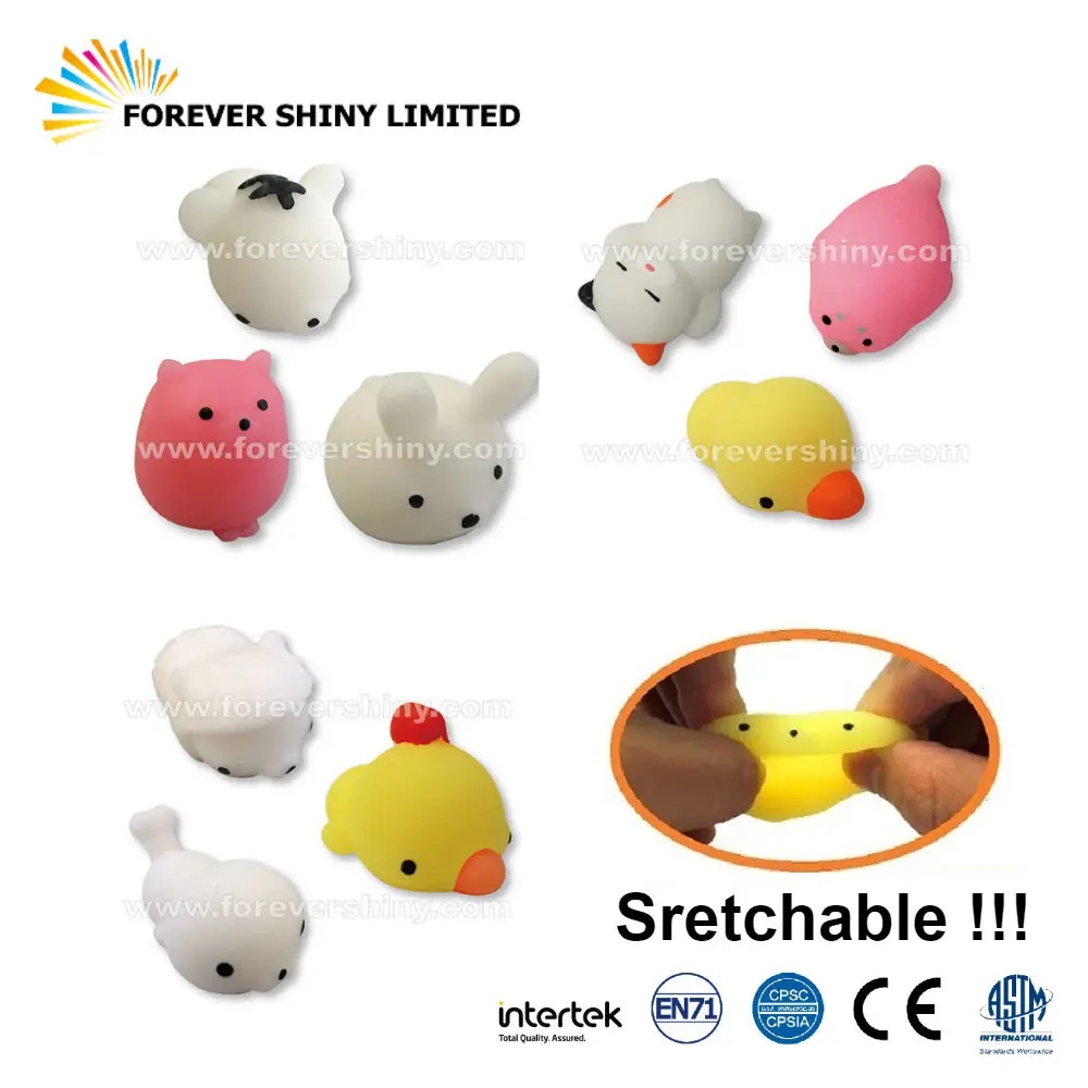Wholesales Bulk Free Cute Capsule Toy Stretchy Squeeze Mochi Kawaii Squishy Soft TPR Dumpling Animal for Vending Machine