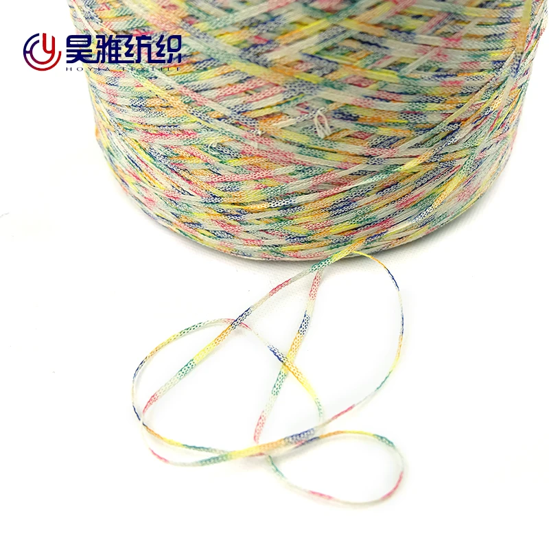 
China factory wholesale rayon ribbon tape novelty fancy yarn for hand knitting 