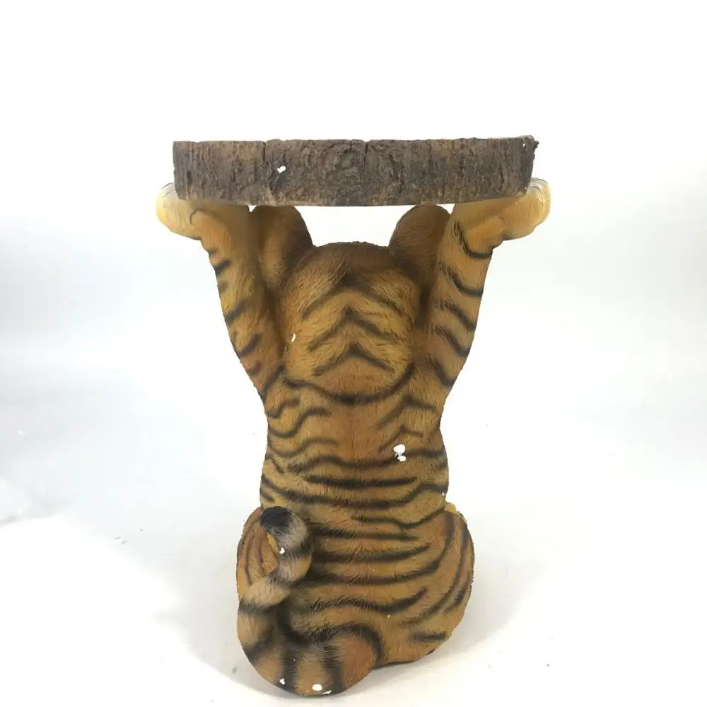 Artificial Tiger Statue Resin Faux Log Accent Outdoor Home Garden Decoration Anime Animal Figurine Model