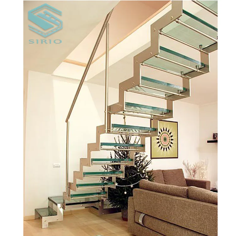 Популярный дизайн индивидуальные нержавеющей стали закаленное стекло, лестницы европейский здание товара