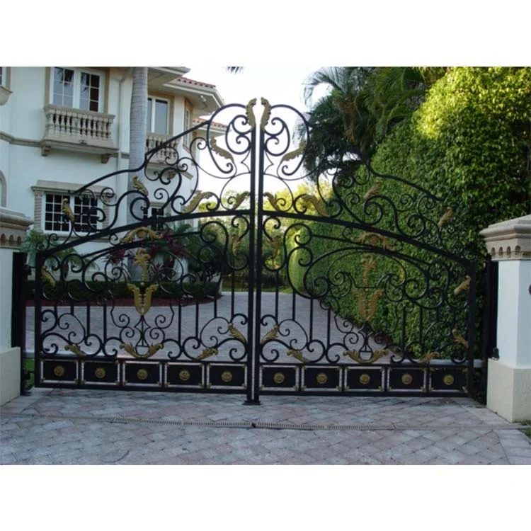 Modern design and very popular outside garden wrought iron gate IG0058
