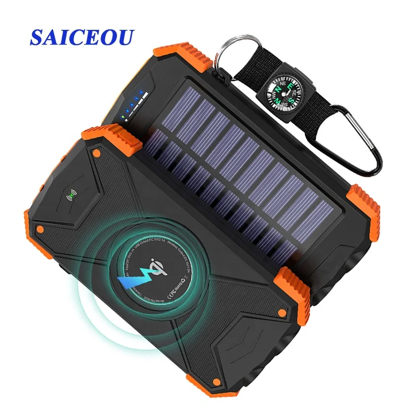 
Latest Solar Power Bank Qi Wireless Charger power bank 10,000mAh External Battery power bank 