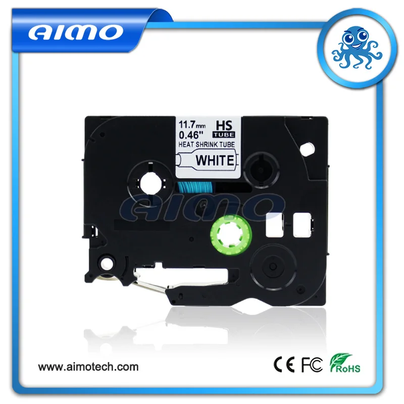 HSE231 11.7mm (0.46in) x 1.5m (4.9ft) Size Printable Heat Shrink Tubing Black on White For Brother PT-P900W