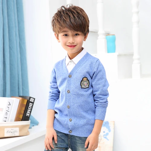 
Autumn Baby Boys V-neck Cardigan Sweater Vest Children Clothes Cotton Solid Long Sleeve Sweaters Kids Causal Knitted Tops 