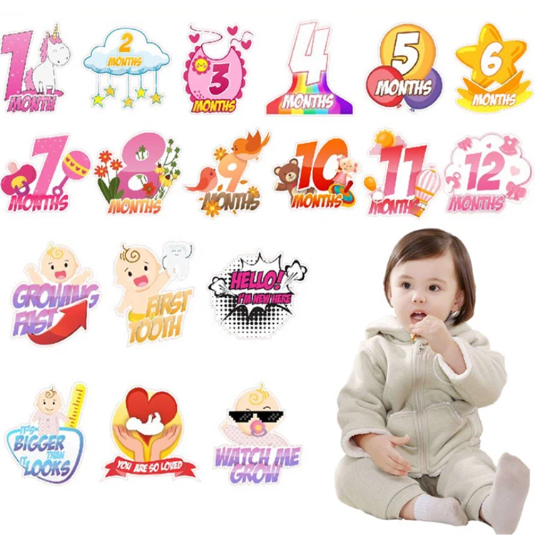  Новый дизайн 2019 наклейка для новорожденных милый живот пупок оптовая продажа прекрасный ребенок месячные наклейки