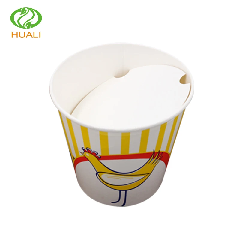 
Disposable custom popcorn chicken paper bucket with lid for movie theatre 