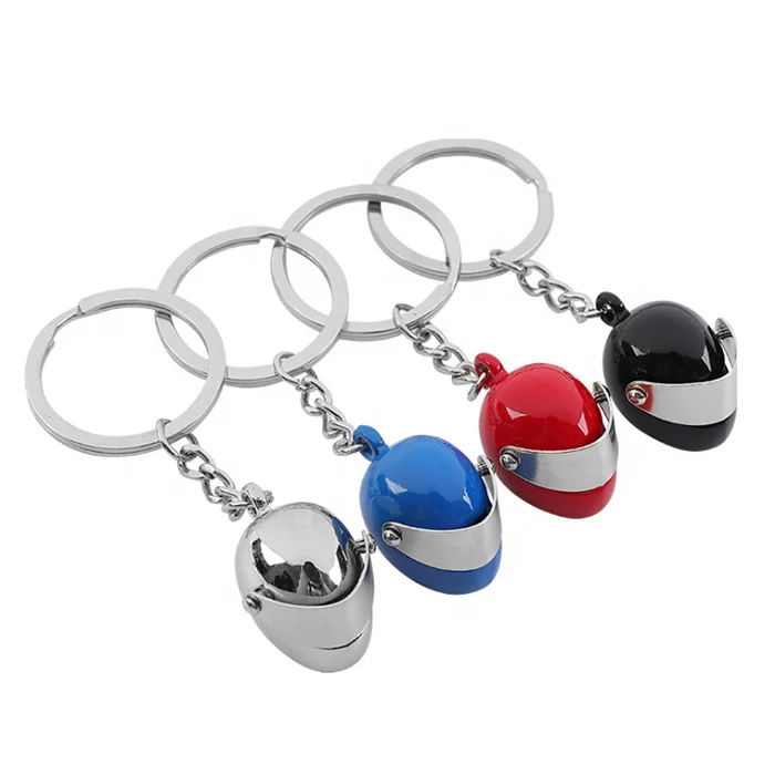 Customized cheap pure blank metal 3D helmet keychains with company logo