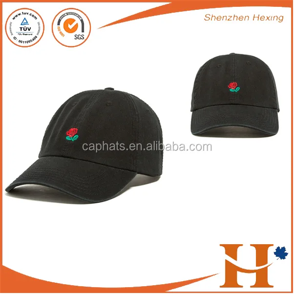 Custom floppy flat brim 5 Panel Dad Hat Embroidery Rose Unstructured Snapback Hats Cap For Sale