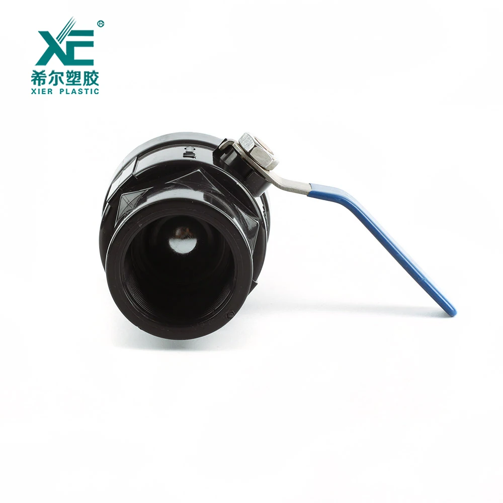 Top quality pvc black body stainless steel handle 2 piece ball valve