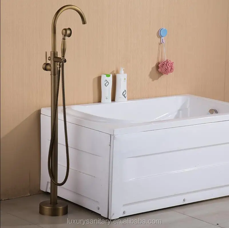 High quality chrome antique black gold floor Standing Bath Shower Faucet cassidy floor mount tub filler