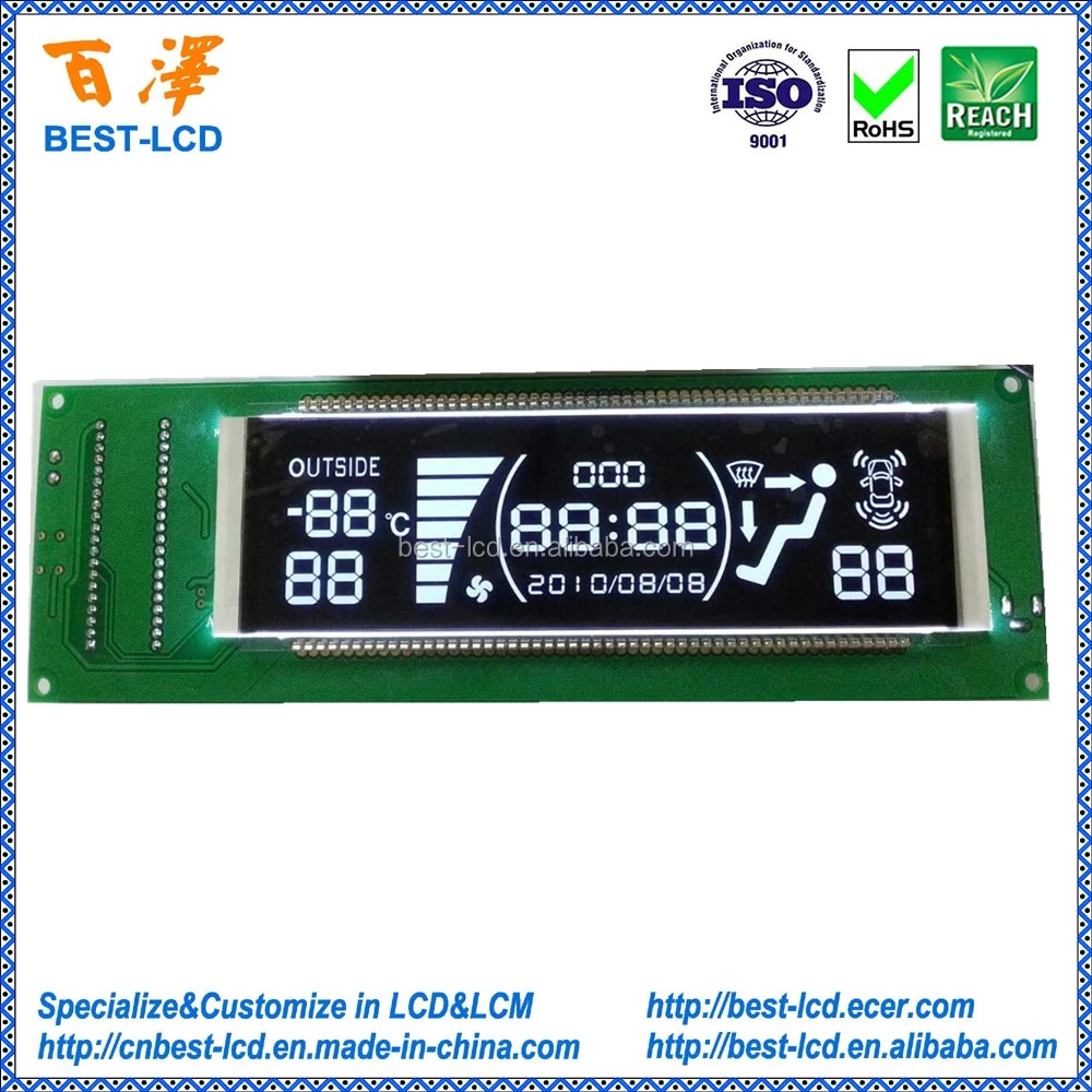 
Customized White Backlight 168 Segments PMVA LCD Display For Automobiles 