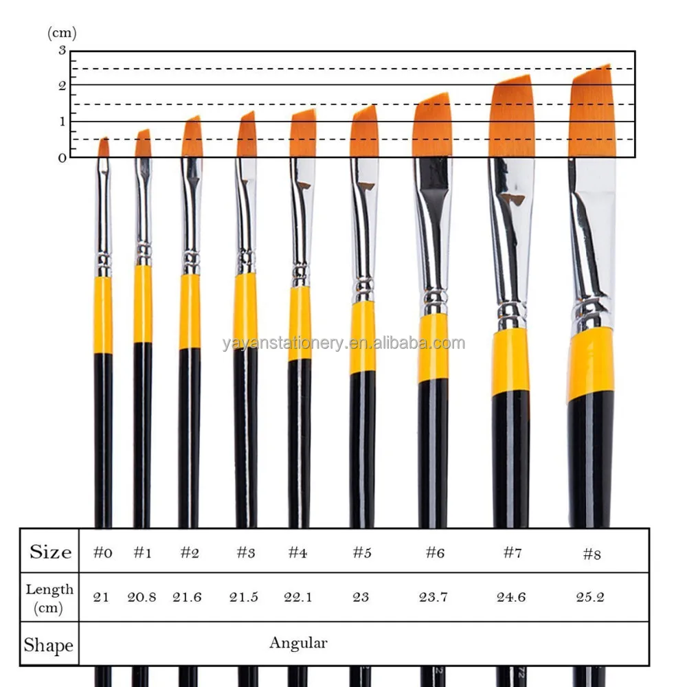 Hot Selling Stiff Synthetic Bristle Hair Wooden Handle Artist Paint Brush Set For Acrylic Gouache Watercolor Face Painting