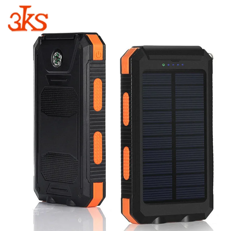 Outdoor Waterproof Cell Phone Charger Compass Solar Power Bank 8000mAh Low Price