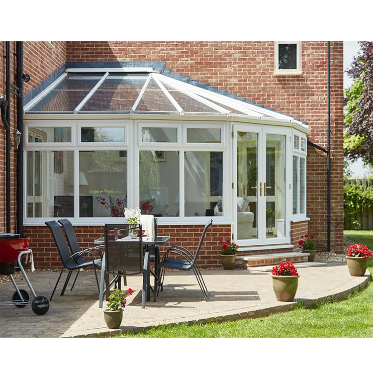 Aluminum Sunroom Lean To House Kit Glass-To-Floor Conservatory White Plastic Pvc Upvc Sunrooms Aluminium Glass Sunroom For Solar