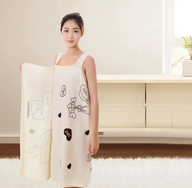 Bath skirt nanofiber 80*135 love rabbit print can wear bath towel beach towel wholesale bathrobe