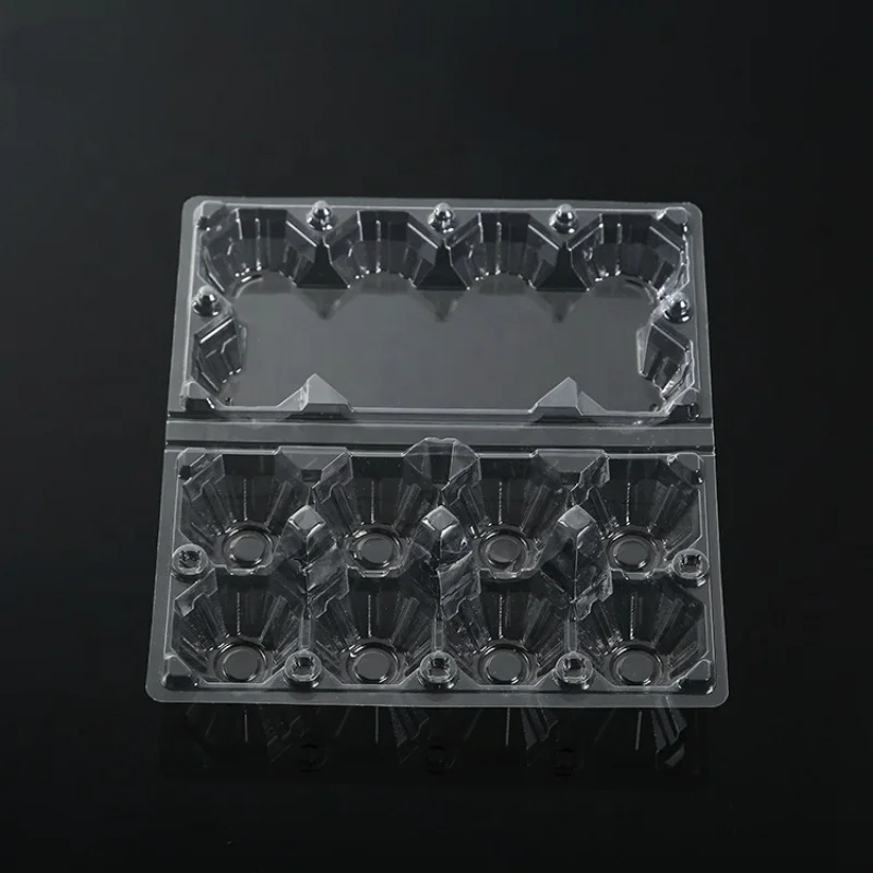 Custom 8 Eggs Disposable Plastic Tray Clear Blister Clamshell Box For Egg Packaging