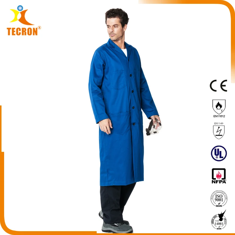 Customized TC chemical resistant long jacket customized acid resistant long lab coat acid resistant workwear