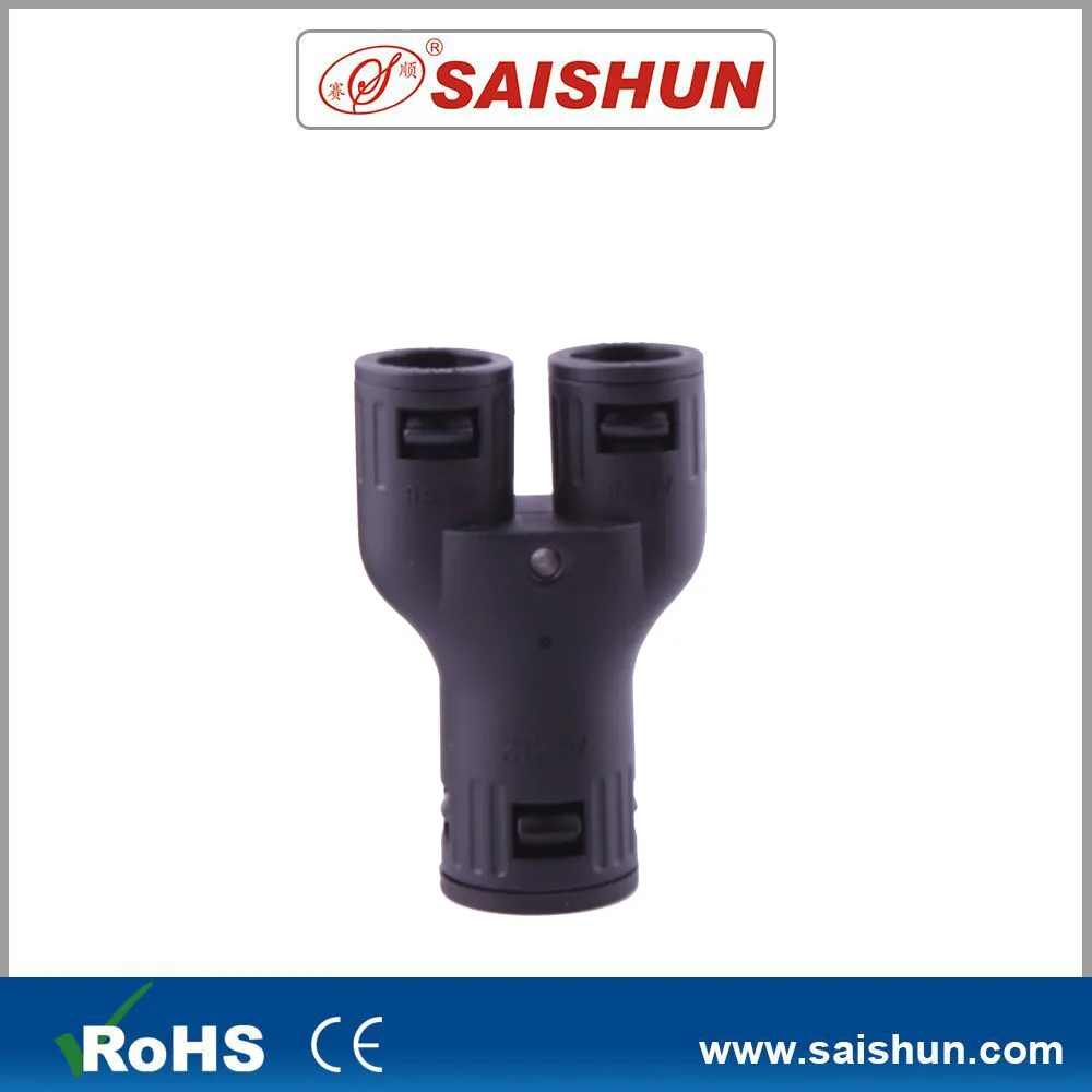 factory wholesale price soft Black 3 way Y shaped flexible Corrugated Conduit nylon hose pipe union Connector