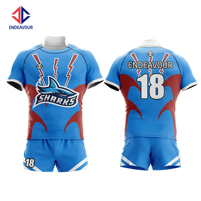 Breathable dry fit sublimation team set rugby jersey