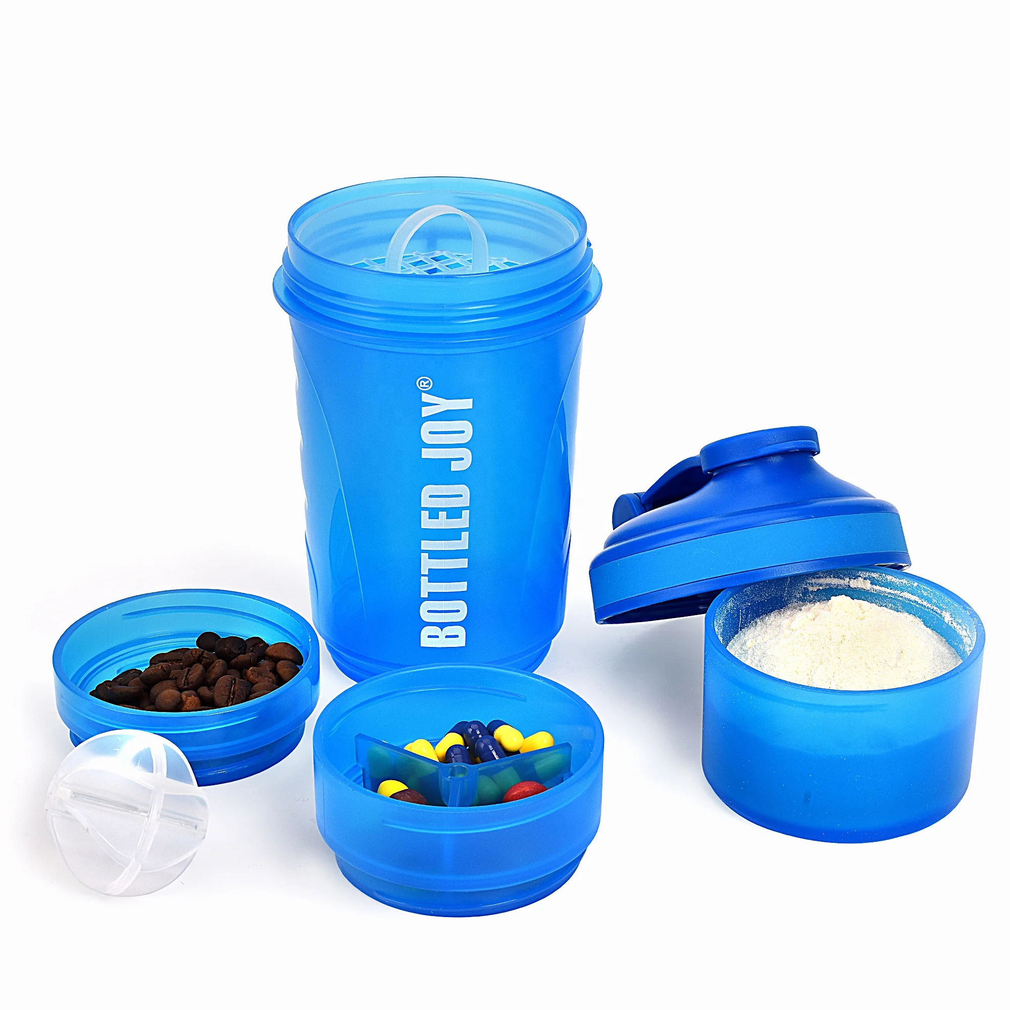 500ml Bpa Free Plastic Three Layers Protein Shake Mixer Shaker Bottle with Ball