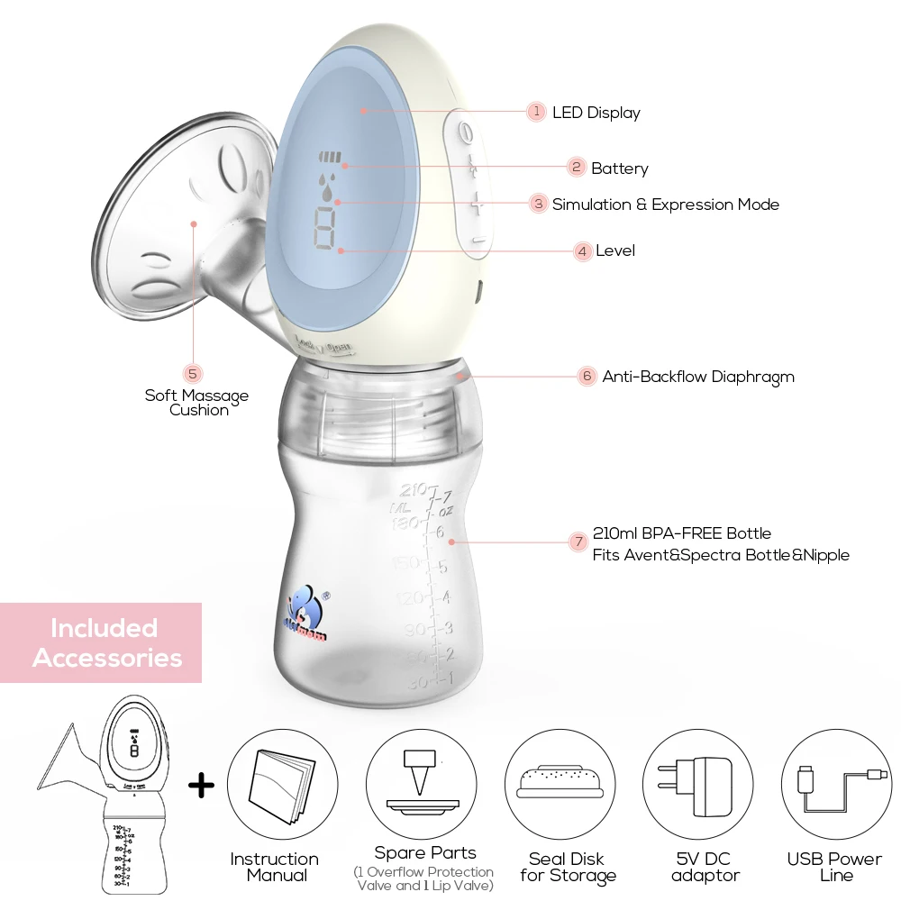 New Products Multi-function Smart Portable Hands Free Silicone breast milk pump, Electric Wearable Wireless Breast Pump