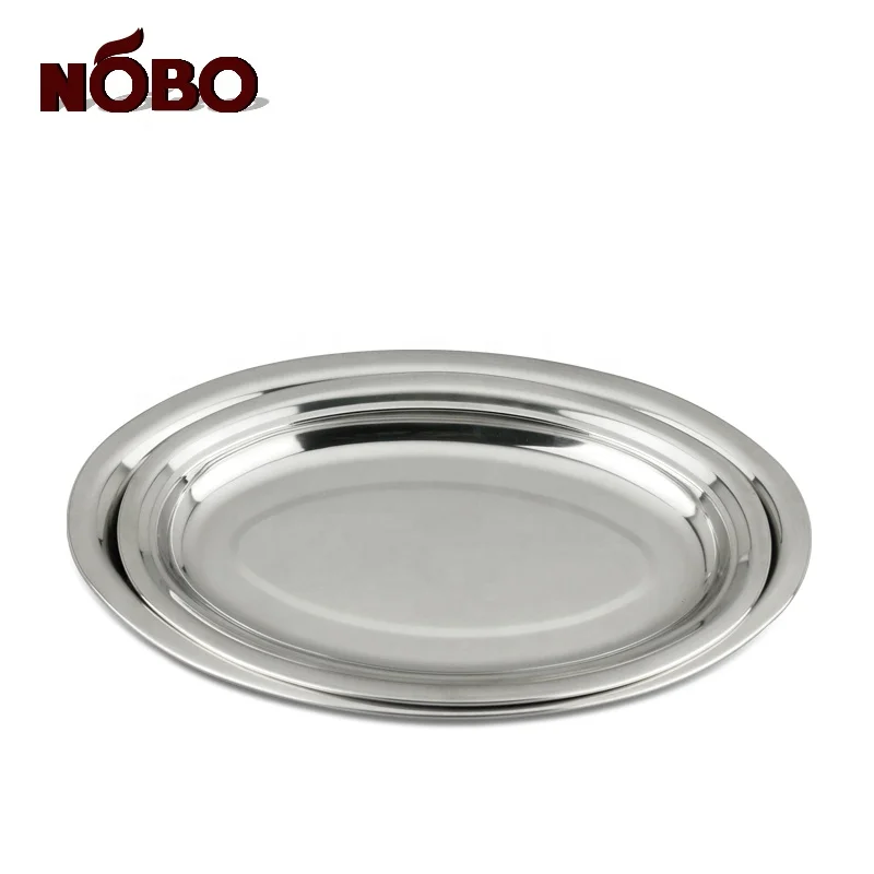 Kitchen oval shape deep food serving dishes cooking dish stainless steel dish plate